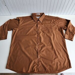 Daniel Ellissa Dress Shirt Button Up Long Sleeve Brown Khaki Pocket Mens 20.5